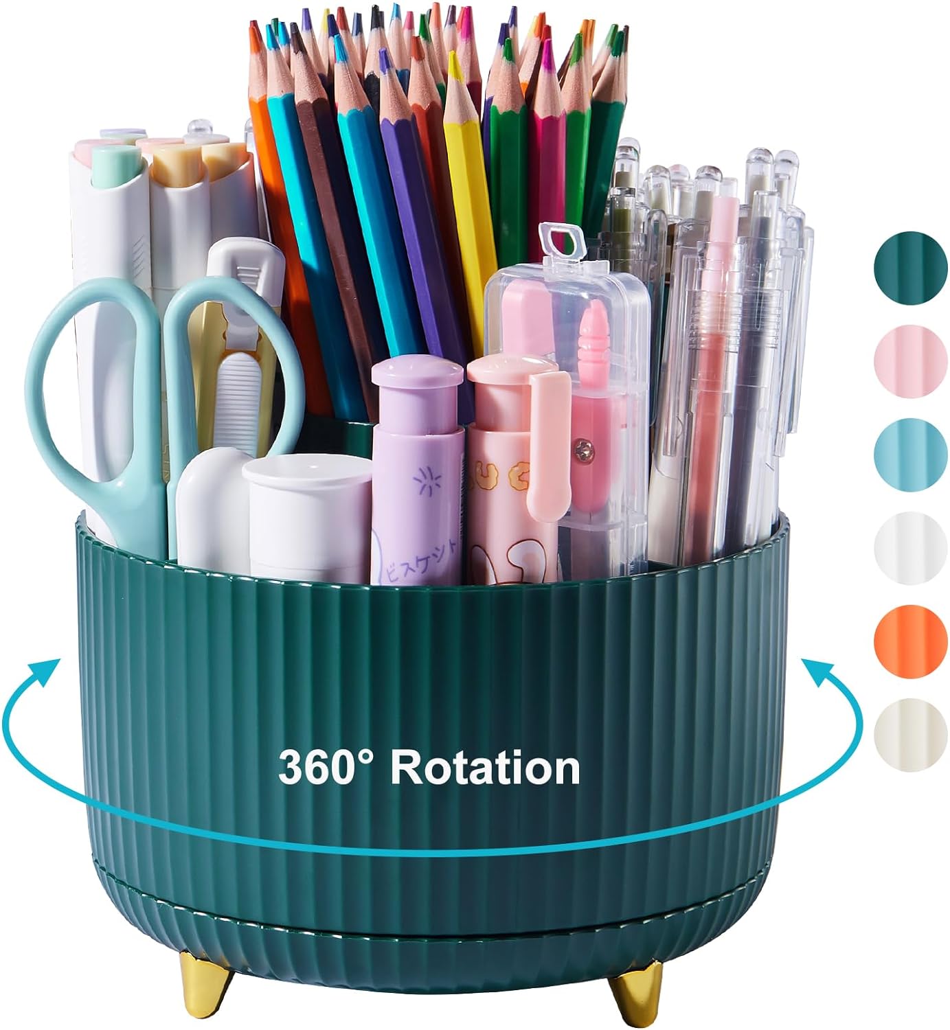 Desk Pencil Pen Holder, Rotating Desk Pen Organizers for Desk, Desktop Storage, Stationery Supplies for Office, School, Home -5 Slots Desk Pencil Pen Holder, Rotating Desk Pen Organizers for Desk, Desktop Storage, Stationery Supplies for Office, School, Home -5 Slots